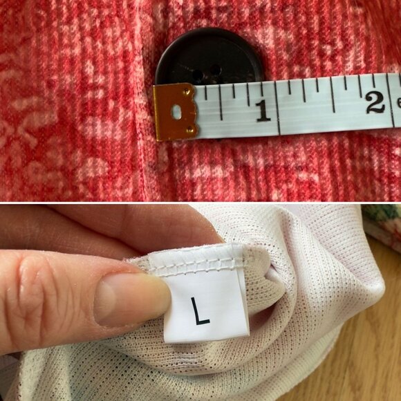 Floral Cardigan Size L Pink Orange Butterfly Garden Button Front Layer Top - Picture 5 of 11